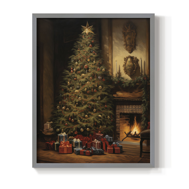 «Christmas Holiday Art» DCLXIX, reproduction encadrée - bois massif, H 15 po x l 12 po, Gris