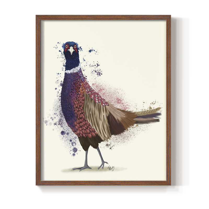 Pheasant Splash 6, reproduction encadrée - bois massif, H 10 po x l 8 po, Brun