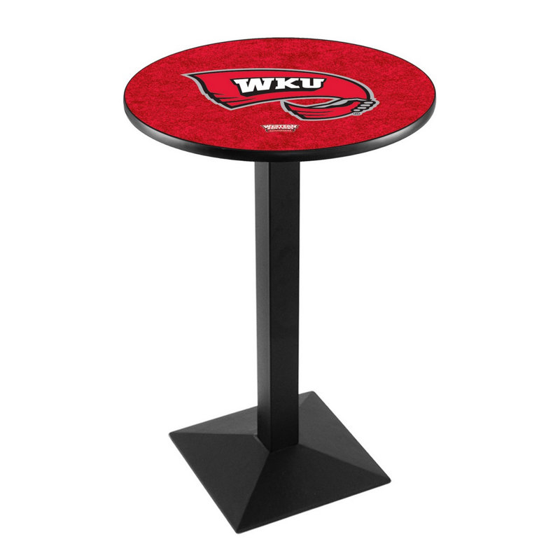 Round Metal Base Dining Table, Black Wrinkle, Western Kentucky University