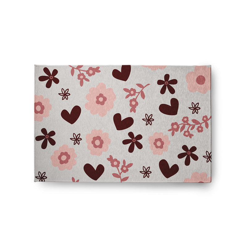 Tapis en chenille Flowery Love Valentines, Rectangle 2 pi x 3 pi
