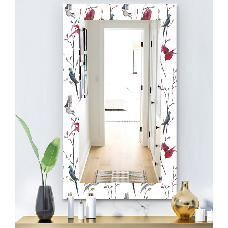 Miroir de salle de bain/meuble-lavabo oiseaux campagne, H 39,4 po x l 29,5 po