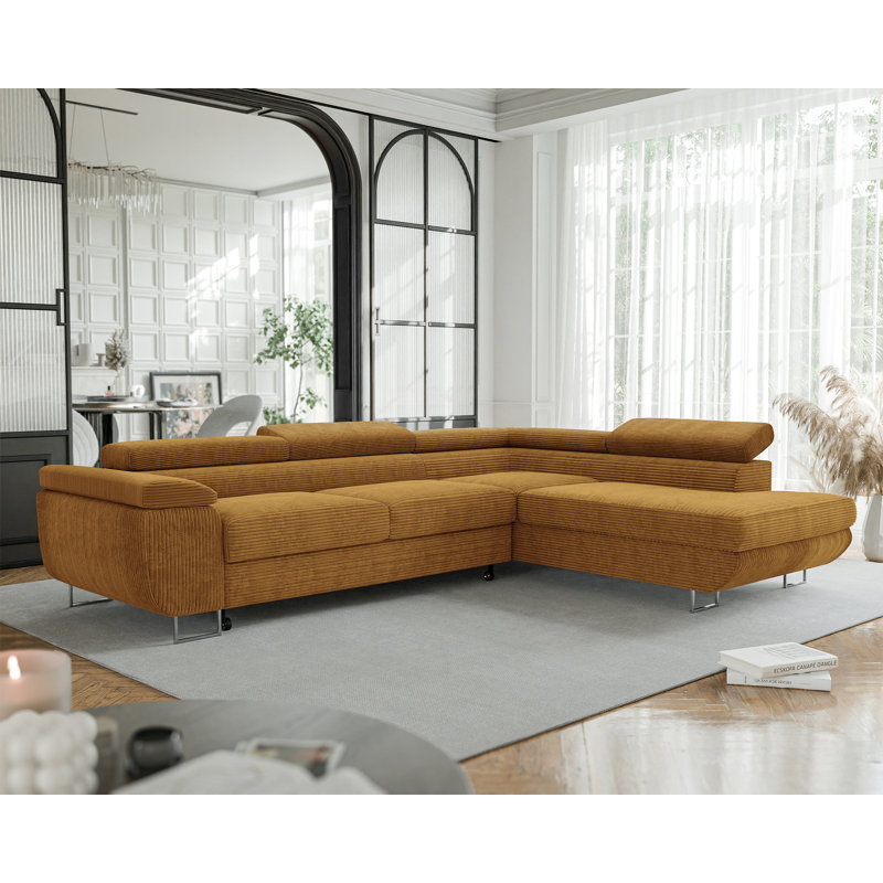 4 Seater Sofa Bed, Right Hand Facing, Brown