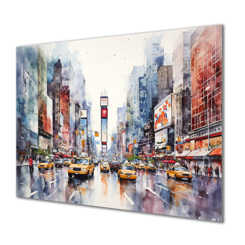 Times Square New York Cityscape I - art mural en métal City New York, 24" H x 32" W x 1" D