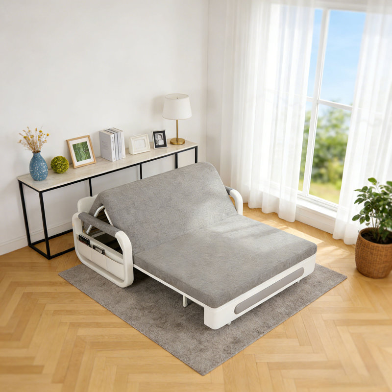 2 Seater Linen Sofa Bed, 87cm H x 116cm W x 50cm D