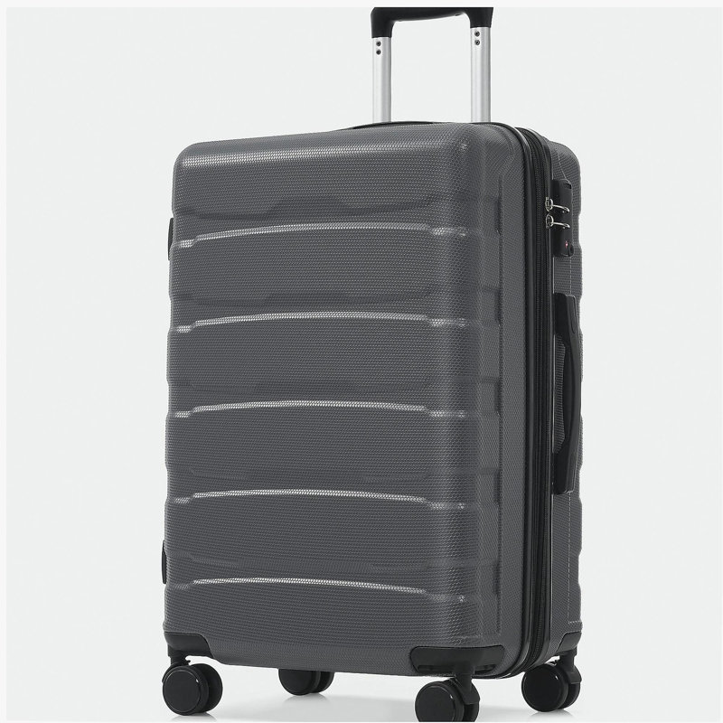 Valise rigide 24 po ABS à carreaux, valise de voyage extensible durable avec roulettes pivotantes, verrou TSA