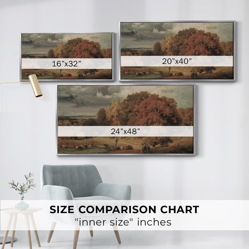Série paysage - DCCLxxIV - Toile tendue avec châssis encadré - Prêt à être accroché, H 25 po x l 49 po, Argent argent