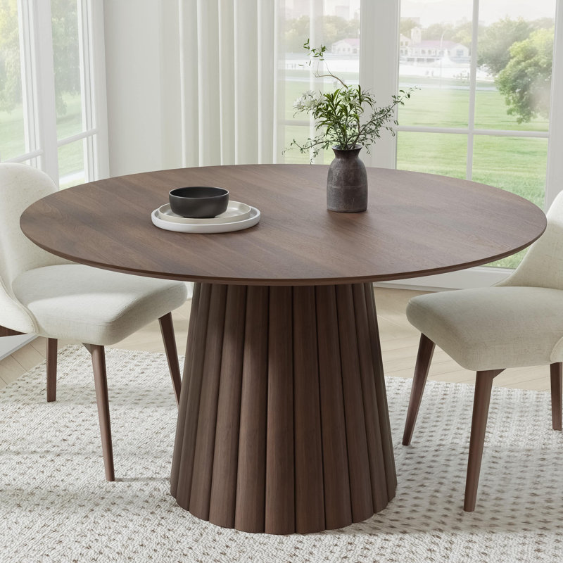 Table de salle à manger en bois massif, H 30 po x L 52 po x l 52 po, Noyer