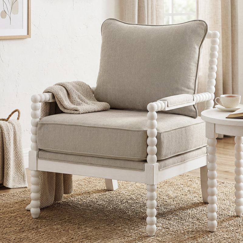 Chaise d'appoint Lorentz, Chenille crème, Blanc