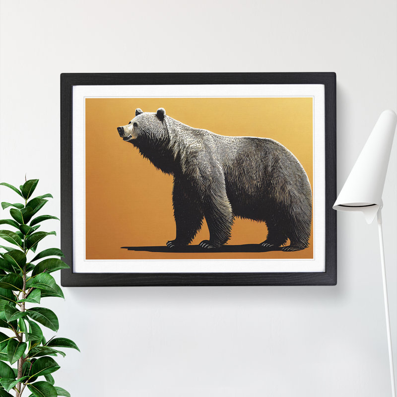 Expressive Bear - Single Picture Frame Print, Black Framed, 46cm H x 64cm W x 2cm D