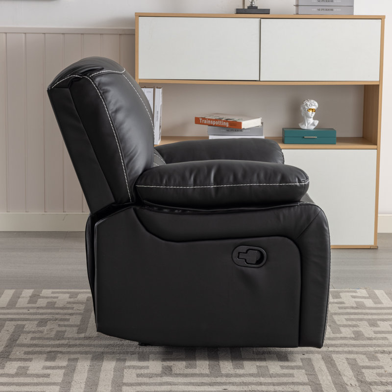 Fauteuil inclinable manuel en cuir respirant, Similicuir minuit