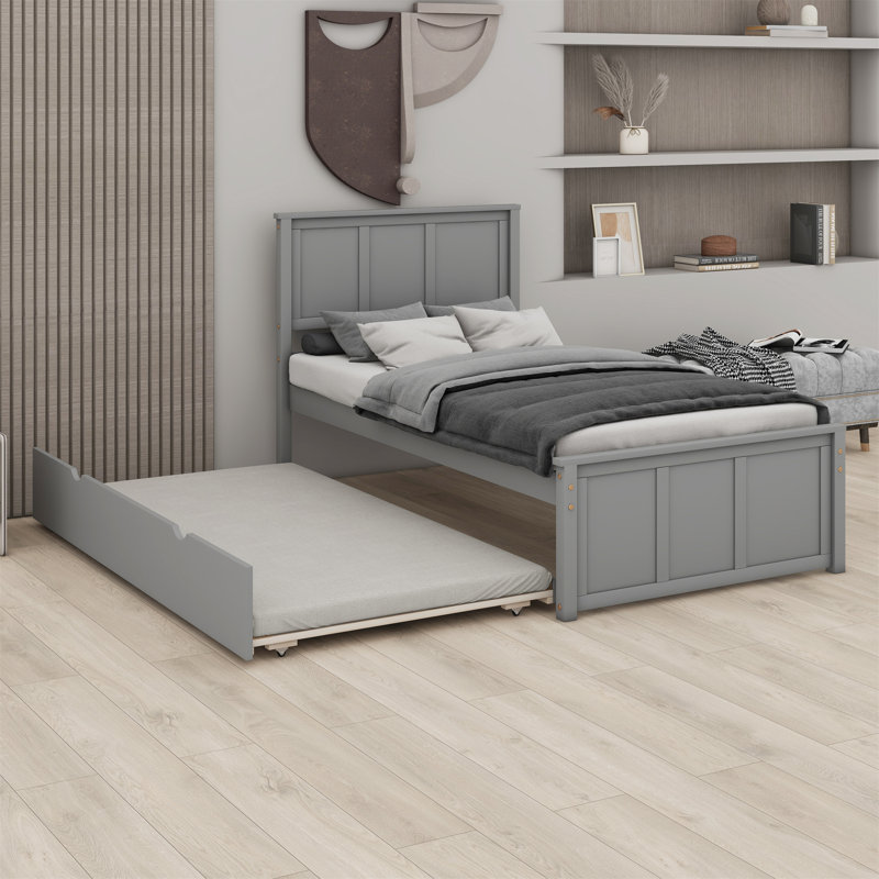 Lit plateforme avec lit gigogne, Grey
