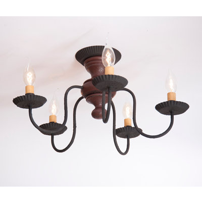 Plafonnier semi-encastré géométrique 18,5 po 5 lumières lustre Lehman