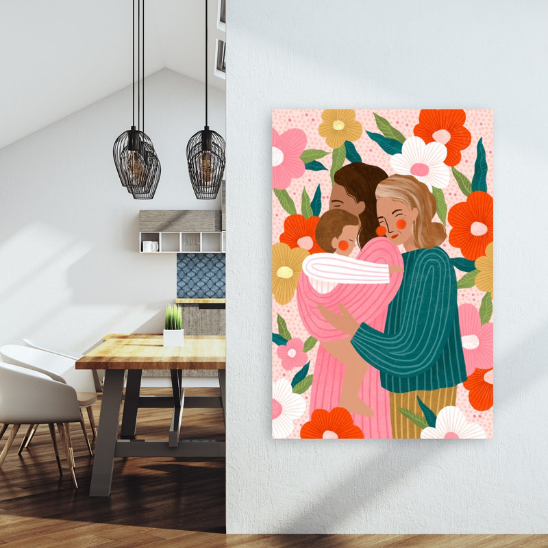 Three Generations Of Motherhood Abstract Contemporary Portrait Wall Art Print 1 Piece Wrapped Canvas Wall Art