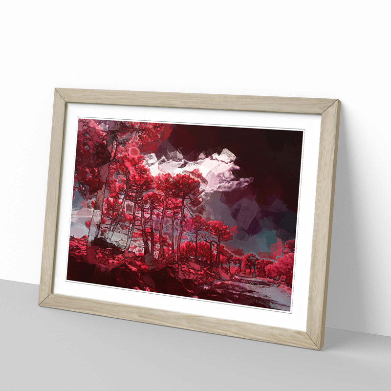 Plum Forest in Abstract - Picture Frame Graphic Art Print, Oak, 40cm H x 60cm W x 2cm D