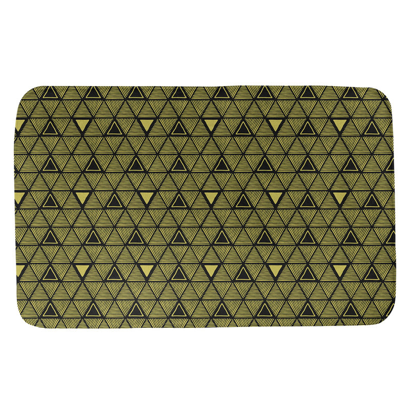 Tapis de bain géométrique à motif de triangles dessinés à la main, l 17 po x L 24 po, Jaune / noir