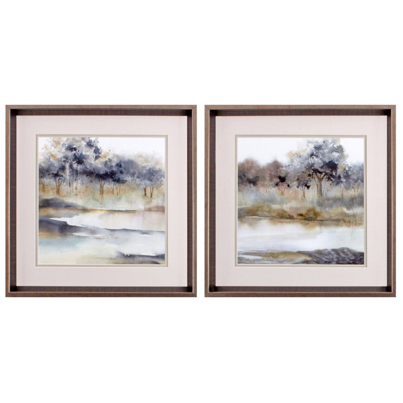 HomeRoots (Lot of Two) Silent Waters, impression murale encadrée en bronze