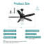Ventilateur de plafond imperméable intérieur / extérieur noir 52 po avec ensemble d'éclairage et télécommande pour patio / abri de jardin Aaron