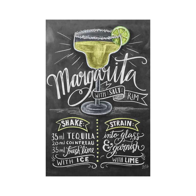 Margarita Recipe - Print on Canvas, Wrapped Canvas, 45.72cm H x 30.48cm W x 1.91cm D