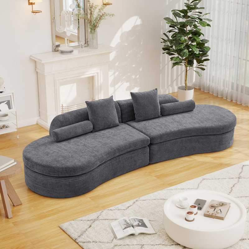 Canapé modulaire 125,98 po avec oreillers carrés et traversins, Grey
