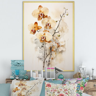 Orchidée beige et or qui fleurit
