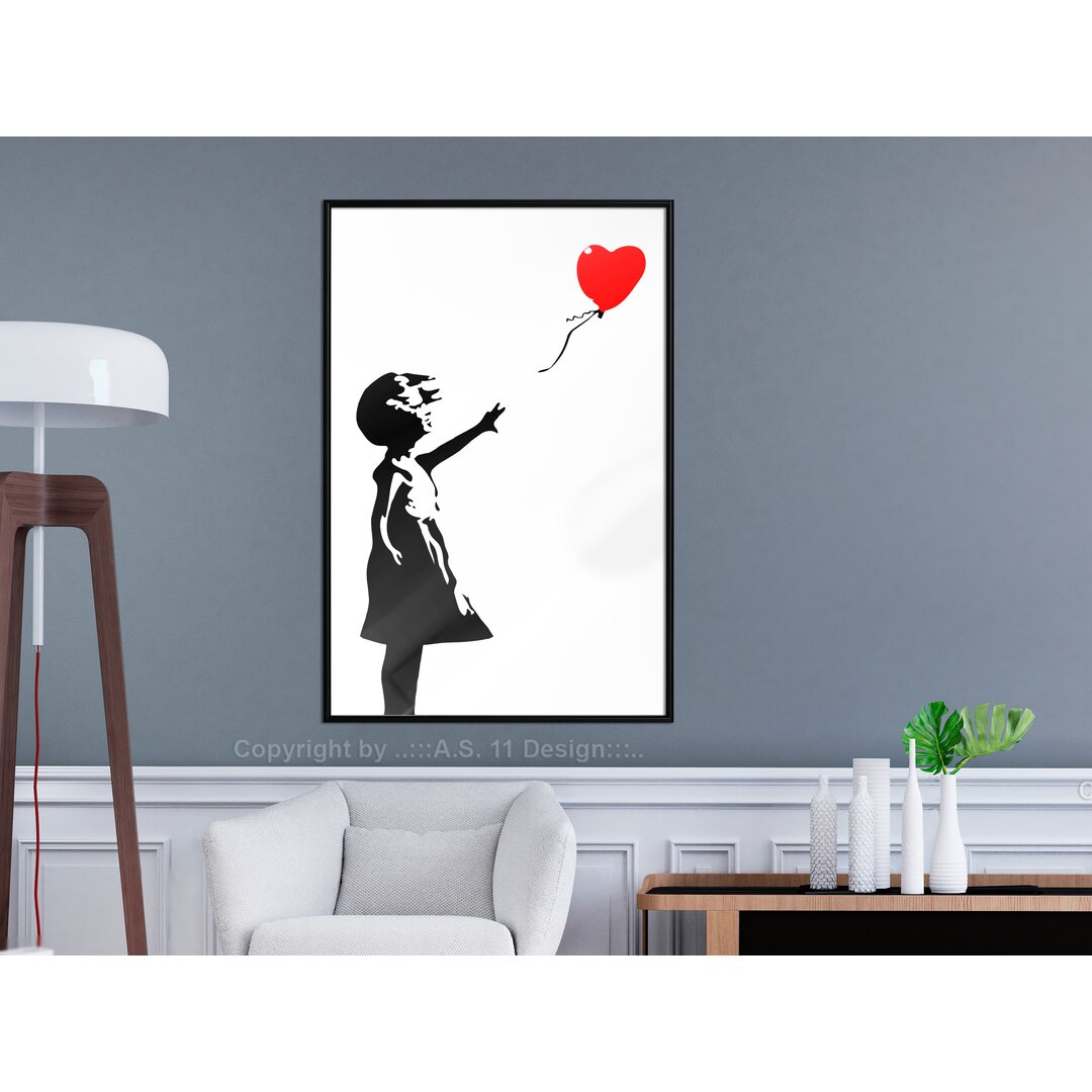 Gerahmtes Poster Banksy Mädchen mit Luftballon I