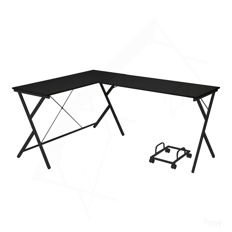 L-Shape Computer Desk with Computer Holder, Black