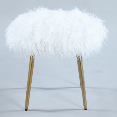Ravni Faux Fur Accent Ottoman With Legs