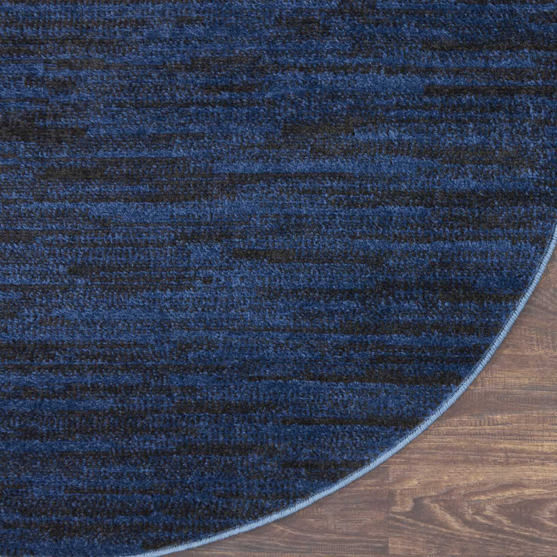 Tapis intérieur / extérieur bleu Mullican Sandy, Rond 6 pi