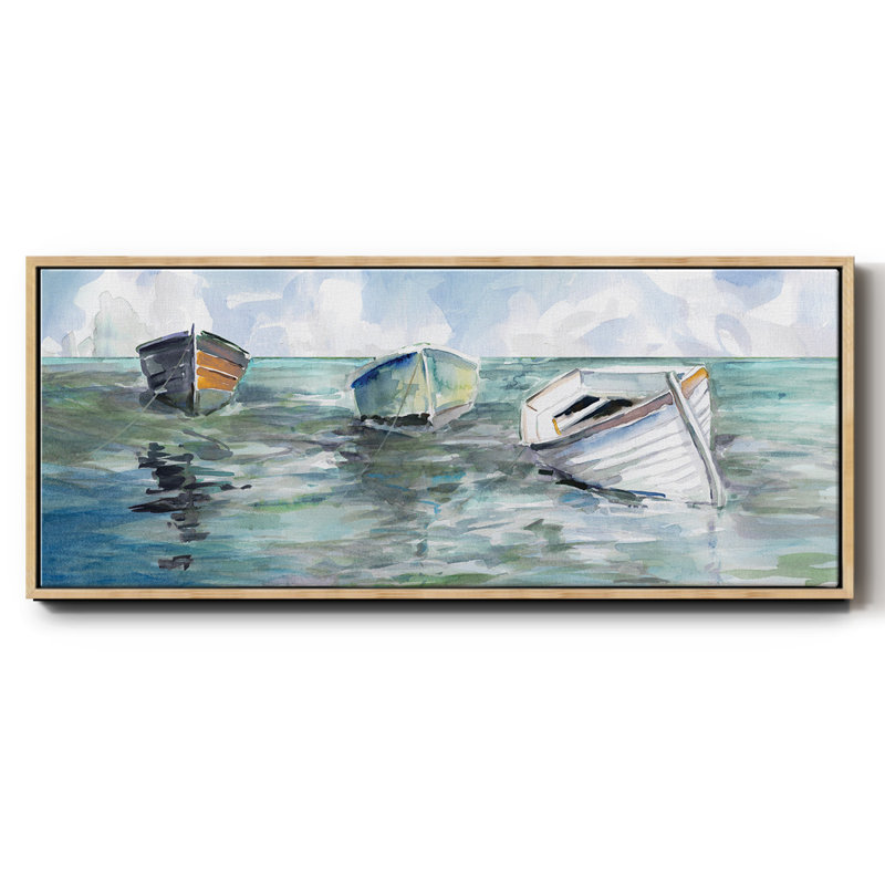 " Caught At Low Tide I ", 20" H x 50" W x 1.5" D, Natural