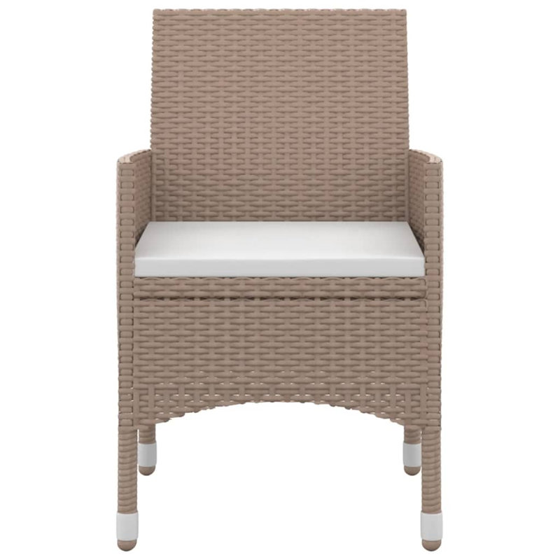 Rectangular 55.1" Long Dining Set with Cushions, Beige, White, 6