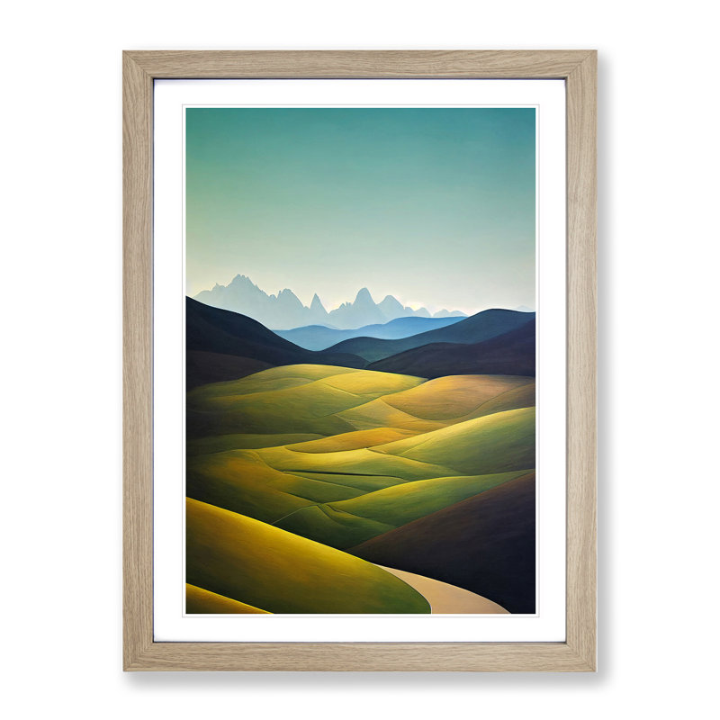 A Meadow Landscape 1 Piece Single Picture Frame Wall Art, 46cm H x 34cm W x 2cm D, Oak