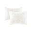 Literie en chenille de coton très grand / très grand, 3 pièces, blanc, 2 taies décoratives, fermeture à boutons, attaches de coin, lavable à la machine, housse de couette blanche de style Tranquille, très attrayant-128674652-128674654