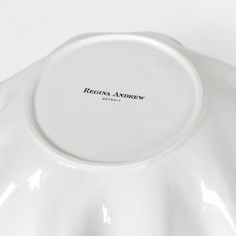 Ruffle Edge Large Ceramic Bowl in Creamy White