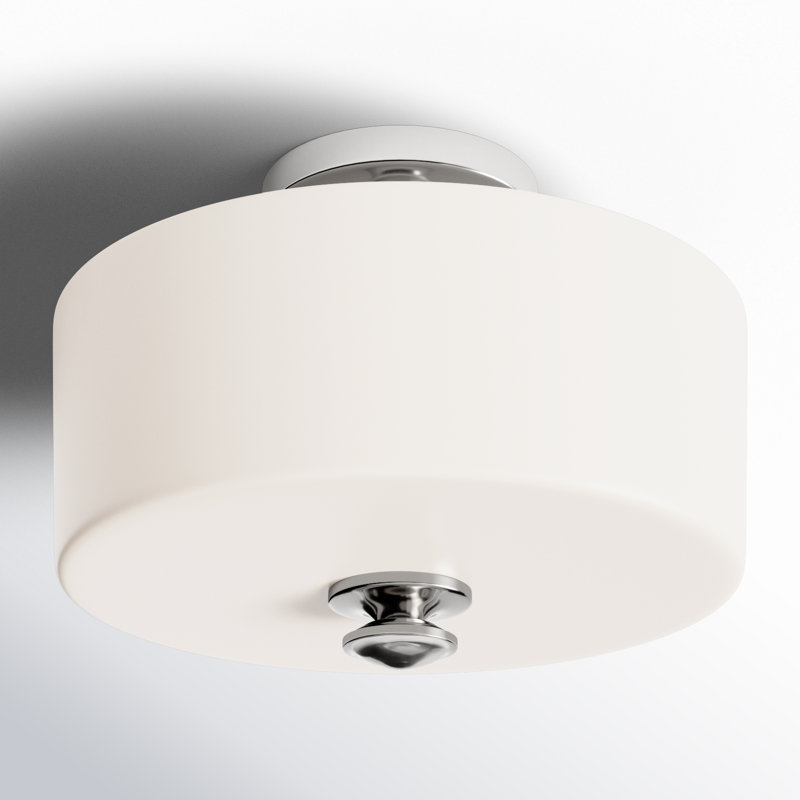 Nula Glass Semi Flush Mount, Polished Nickel