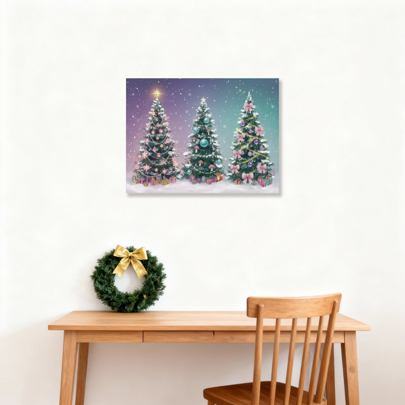 «Tree Lights», peinture sur toile, H 12 po x l 18 po
