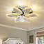 Ventilateur de plafond 5 lumières avec lumières, ventilateurs de plafond en cristal avec lumières et télécommande, 6 vitesses, pour le salon de la chambre à coucher extérieure, chrome