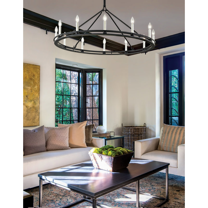 Sutton - 16 Light Chandelier - Textured Black, Champagne Silver Leaf, 16