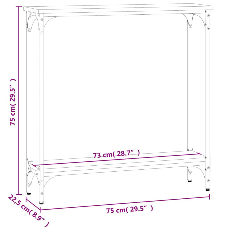 Console Table, 75cm H x 75cm W x 22.5cm D, Smoked Oak