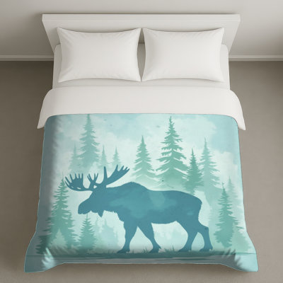 Moose In Forest Silhouette Duvet Covers