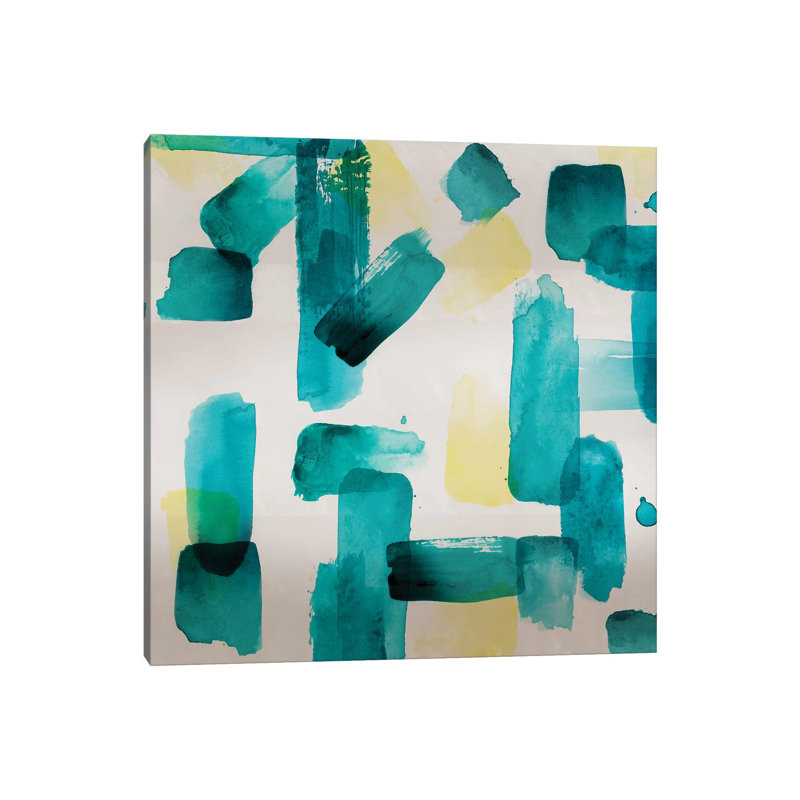 Aqua Abstract Square II by Northern Lights - Wrapped Canvas Painting, 45.72 cm H x 45.72 cm W