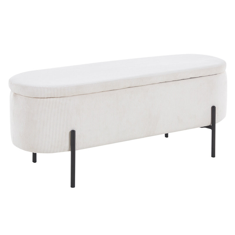 Alaida 110cm Wide Oval Solid Colour Ottoman with Storage, Beige