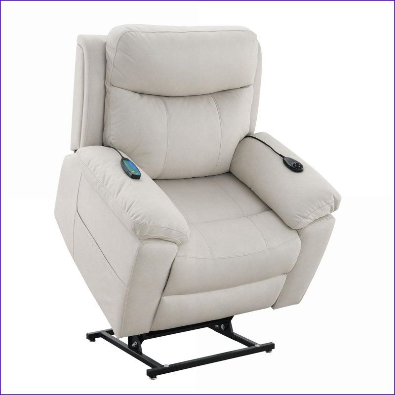 Fauteuils inclinables avec lève-personne électrique, chauffage et amp; Massage | Microfibre polie moderne | Beige, Blanc