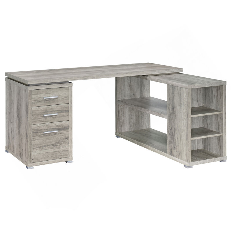 Tona Grey Driftwood 3-Drawer L-Shape Desk, Driftwood