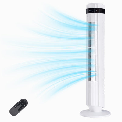 Tower Fan with 4 Modes & 5 Speeds, 28dB Quiet Sleep Mode, 64°Oscillation, Safety Design & Ambient LED Light