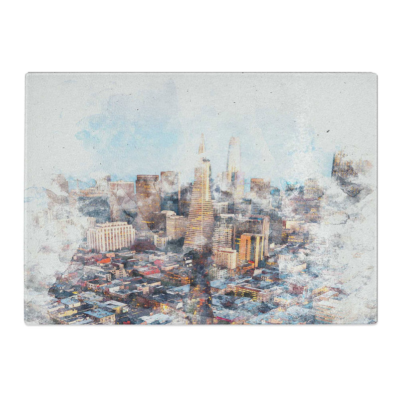 Tempered Glass Downtown San Francisco Chopping Board, 20 cm x 28.5 cm