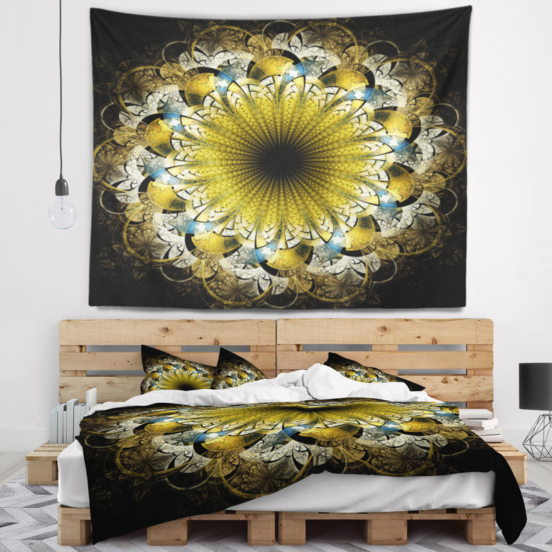 Tapisserie fleur abstraite fractale, H 32 po x l 39 po