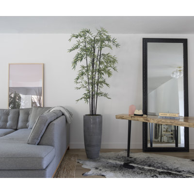 87.6'' Artificial Bamboo Tree In A Square Beige Fiberstone Planter