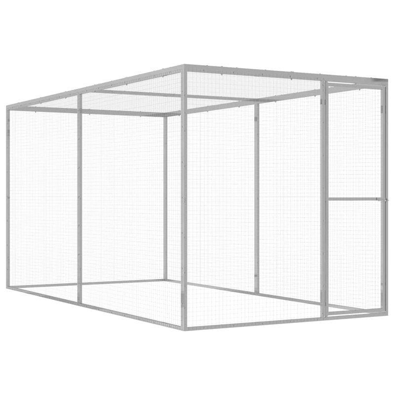  Cat Cage Silver Galvanized Steel 9.8X4.9X4.9 Ft Durable