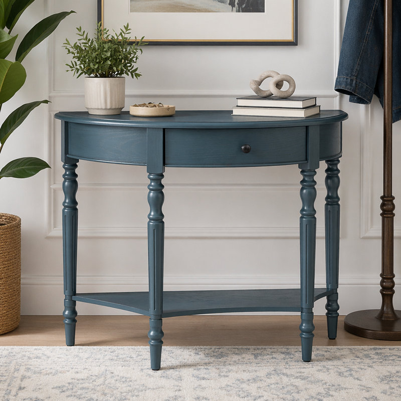 Console avec tiroir et tablette Farmhouse, Marine
