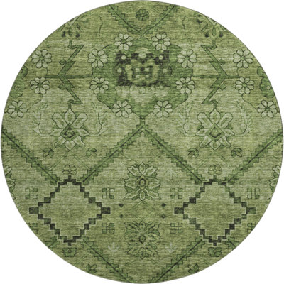 Premium Machine Washable Prisco Olive Rug